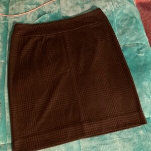 Halogen Dark Brown Plaid Pencil Skirt